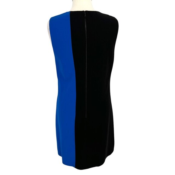 Alice + Olivia Coley Colorblock Sleeveless Shift Dress Black Blue Size 12 - Picture 5 of 10